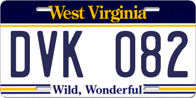 WV license plate DVK082