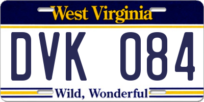 WV license plate DVK084