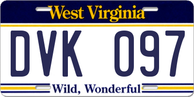WV license plate DVK097