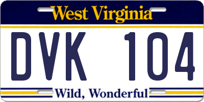 WV license plate DVK104