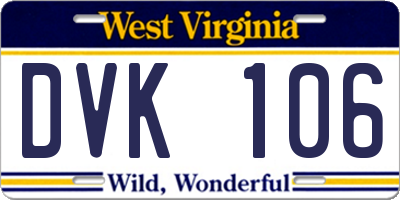 WV license plate DVK106