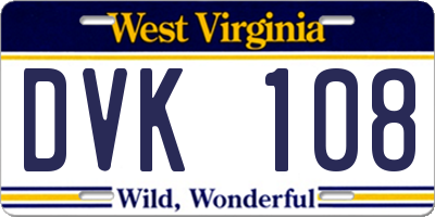 WV license plate DVK108