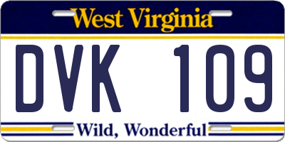 WV license plate DVK109