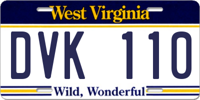 WV license plate DVK110
