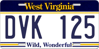WV license plate DVK125