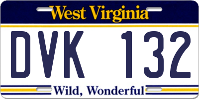 WV license plate DVK132