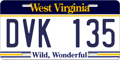WV license plate DVK135
