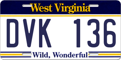 WV license plate DVK136