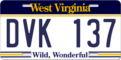 WV license plate DVK137