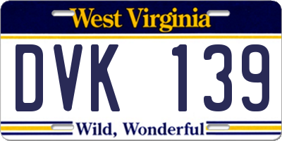 WV license plate DVK139