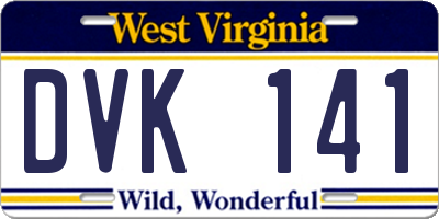 WV license plate DVK141