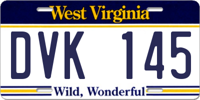 WV license plate DVK145