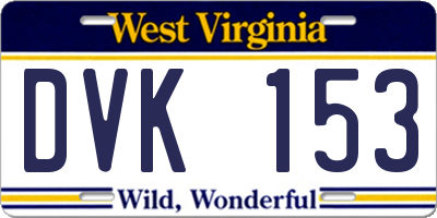 WV license plate DVK153