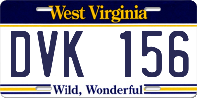 WV license plate DVK156