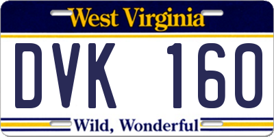 WV license plate DVK160