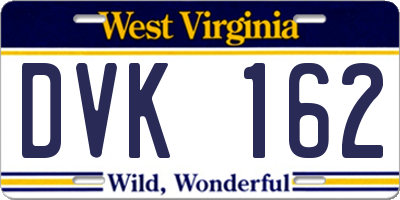 WV license plate DVK162