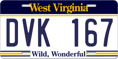 WV license plate DVK167