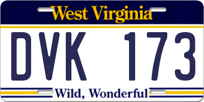 WV license plate DVK173