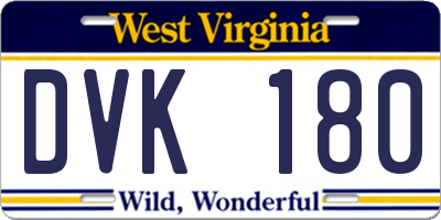 WV license plate DVK180