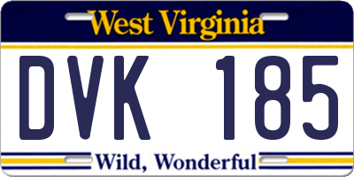 WV license plate DVK185