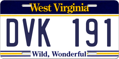 WV license plate DVK191