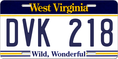 WV license plate DVK218