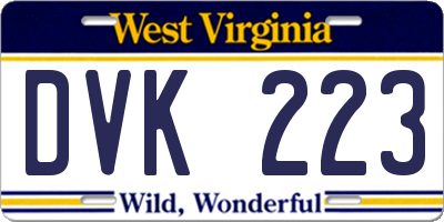 WV license plate DVK223