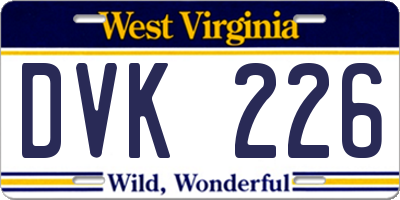 WV license plate DVK226