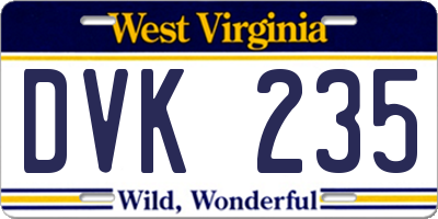 WV license plate DVK235