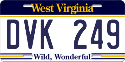 WV license plate DVK249