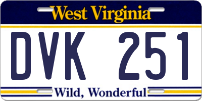 WV license plate DVK251
