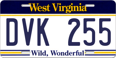 WV license plate DVK255
