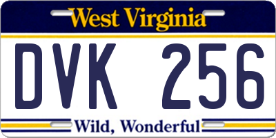 WV license plate DVK256