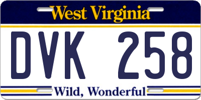 WV license plate DVK258