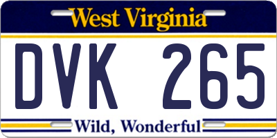 WV license plate DVK265