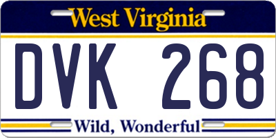 WV license plate DVK268