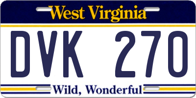 WV license plate DVK270