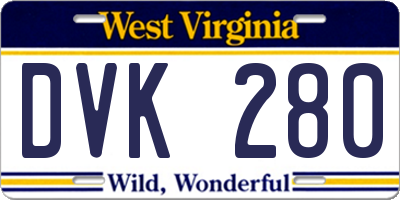 WV license plate DVK280