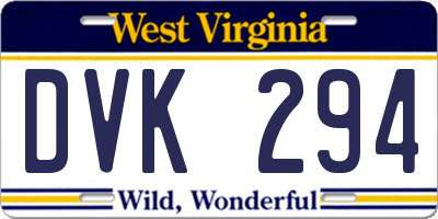 WV license plate DVK294