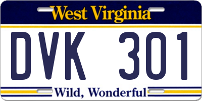 WV license plate DVK301