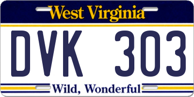 WV license plate DVK303