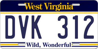 WV license plate DVK312