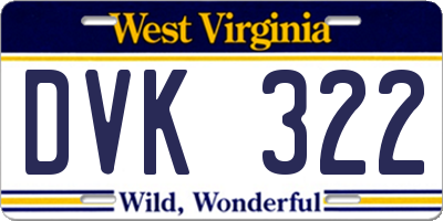 WV license plate DVK322