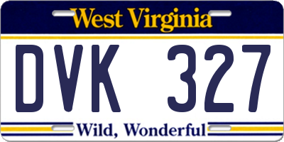 WV license plate DVK327