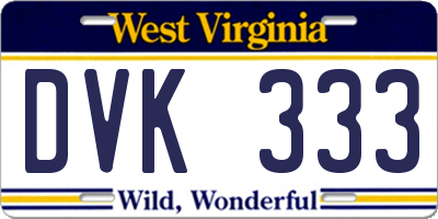 WV license plate DVK333