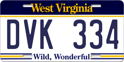 WV license plate DVK334
