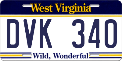 WV license plate DVK340