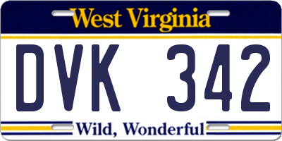 WV license plate DVK342