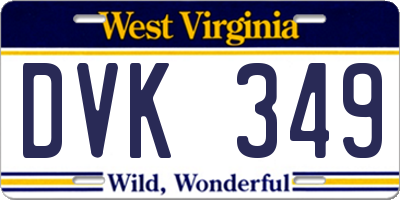 WV license plate DVK349