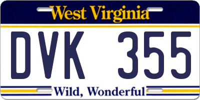 WV license plate DVK355